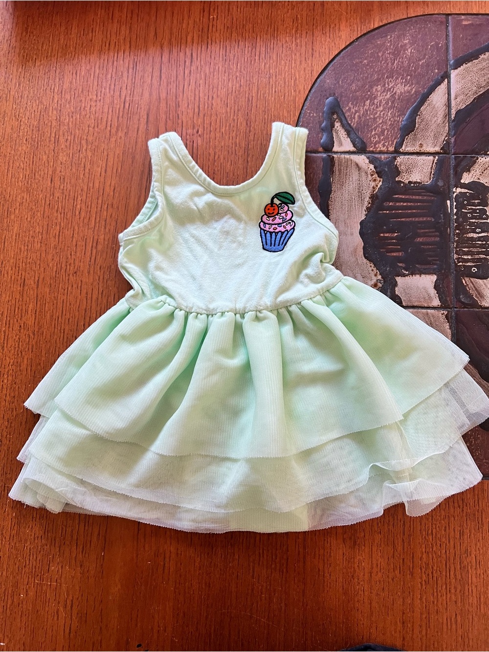 Mint Layered Tulle Kids Party Dress with Cupcake Patch Old Navy
